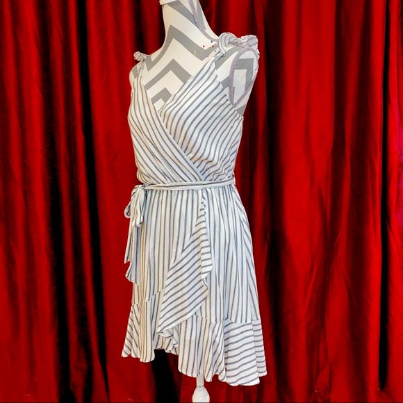 SOLD Navy Striped Ruffle Dress - Picture 2 of 6